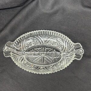 Vintage Pressed Glass Divided Relish Dish